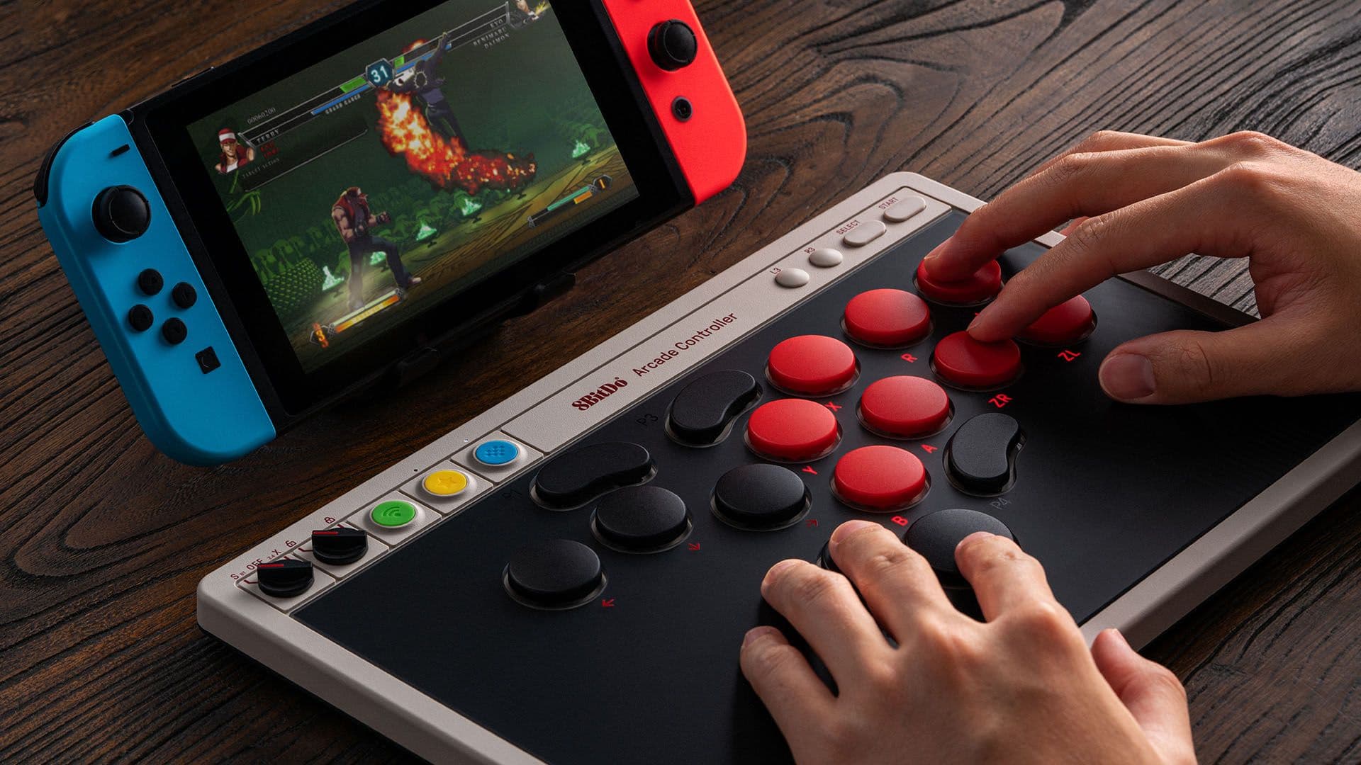 Controller wireless 8BitDo - Arcade, alb-negru(Nintendo Switch/PC)